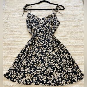 Mahina Black and Cream Spaghetti Strap Mini Dress